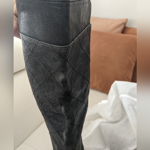 Rare! Chanel Quilted CC Over The Knee Black Leather Boots Size 10.5 US Women - Picture 7 of 16